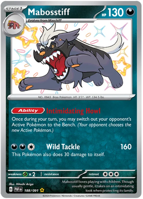 Mabosstiff Paldean Fates Pokemon Card Single 188/091