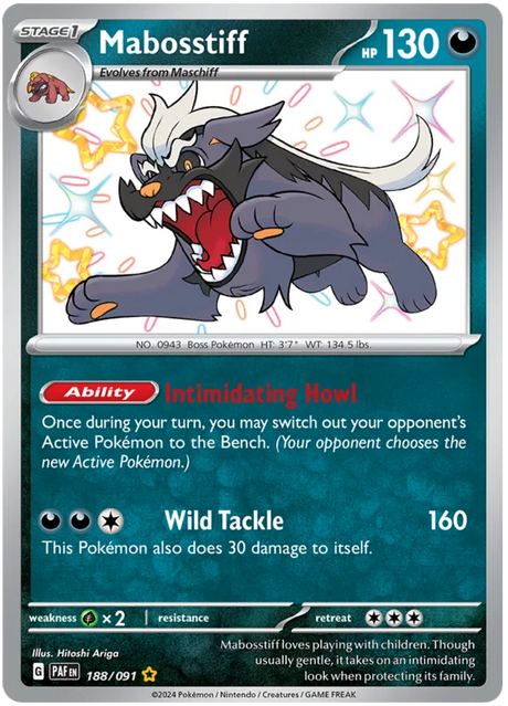 Mabosstiff Paldean Fates Pokemon Card Single 188/091