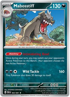 Mabosstiff Paldean Fates Pokemon Card Single 063/091
