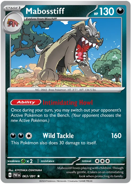 Mabosstiff Paldean Fates Pokemon Card Single 063/091