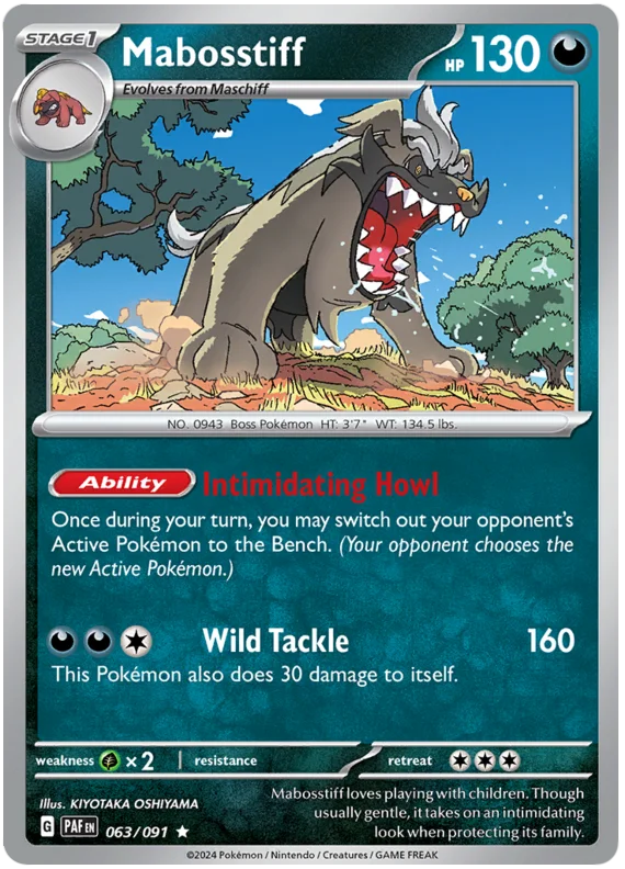 Mabosstiff Paldean Fates Pokemon Card Single 063/091