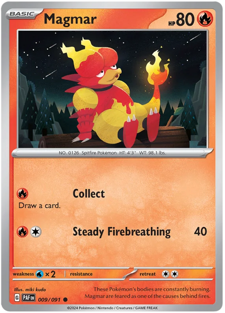 Magmar Paldean Fates Pokemon Card Single 009/091