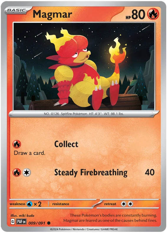 Magmar Paldean Fates Pokemon Card Single 009/091