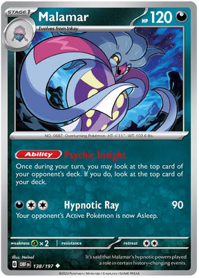Malamar Obsidian Flames Single Pokemon Card