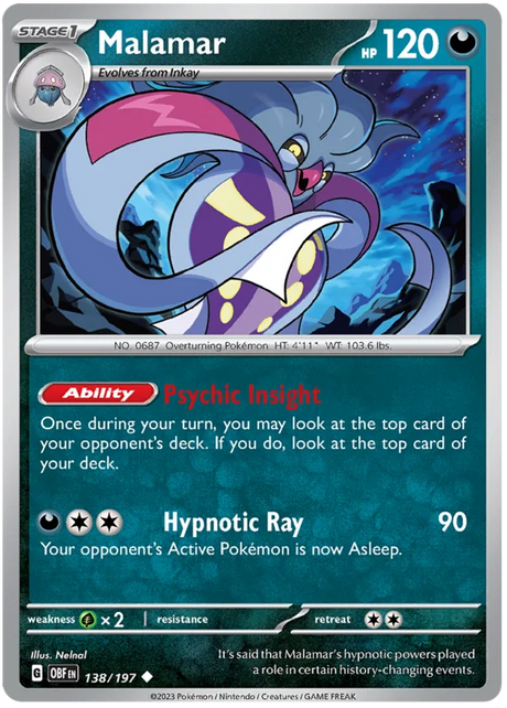 Malamar Obsidian Flames Single Pokemon Card