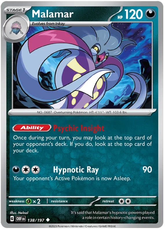 Malamar Obsidian Flames Single Pokemon Card