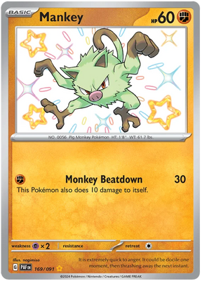 Mankey Paldean Fates Pokemon Card Single 169/091