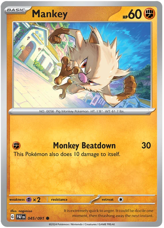 Mankey Paldean Fates Pokemon Card Single 045/091