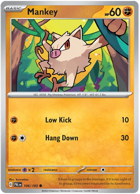 Mankey Paldea Evolved Single Pokemon Card