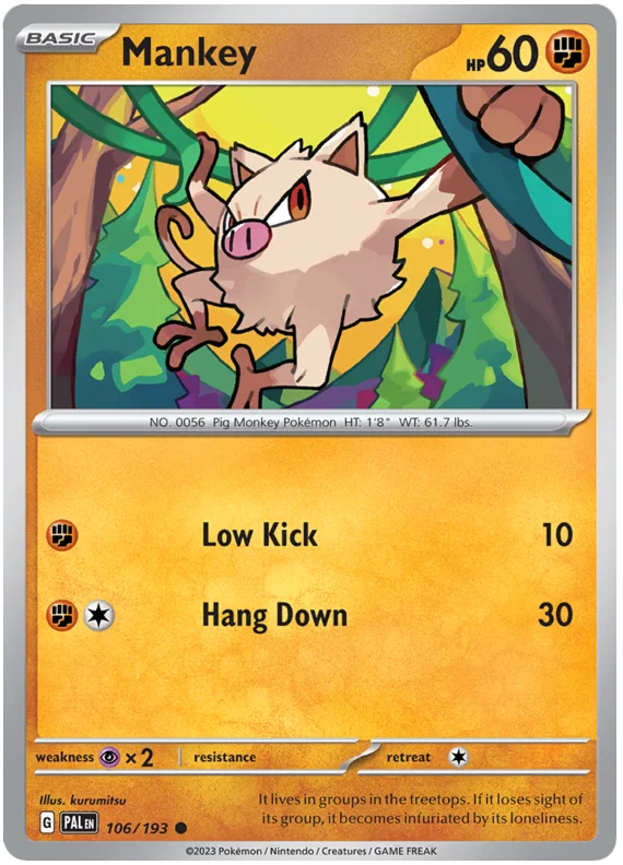 Mankey Paldea Evolved Single Pokemon Card