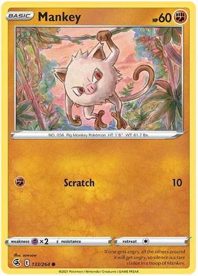 Mankey Fusion Strike Pokemon Card Singles 133/264