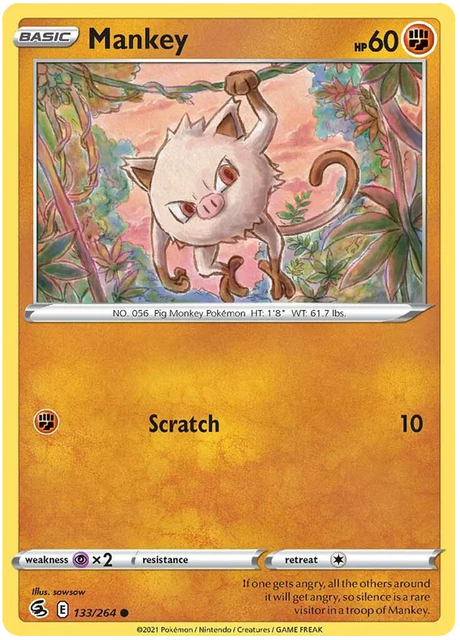 Mankey Fusion Strike Pokemon Card Singles 133/264