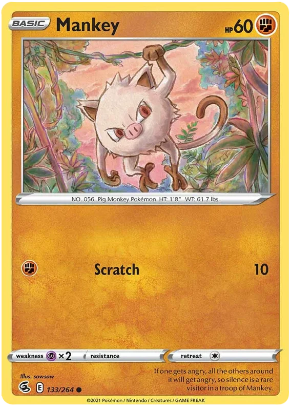 Mankey Fusion Strike Pokemon Card Singles 133/264