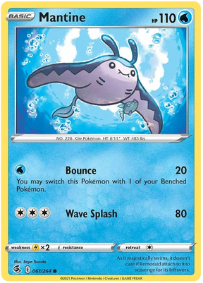 Mantine Fusion Strike Pokemon Card Singles 061/264