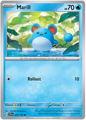 Marill Stellar Crown Pokemon Single Card 033/142