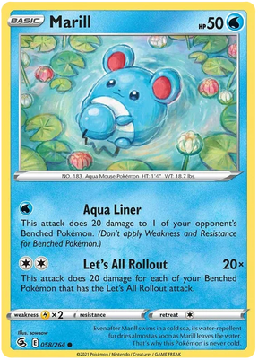 Marill Fusion Strike Pokemon Card Singles 058/264