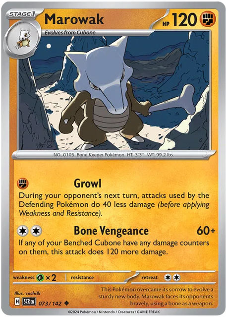 Marowak Stellar Crown Pokemon Single Card 073/142