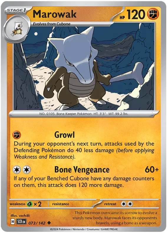 Marowak Stellar Crown Pokemon Single Card 073/142