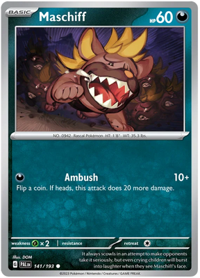 Maschiff 141 Paldea Evolved Single Pokemon Card