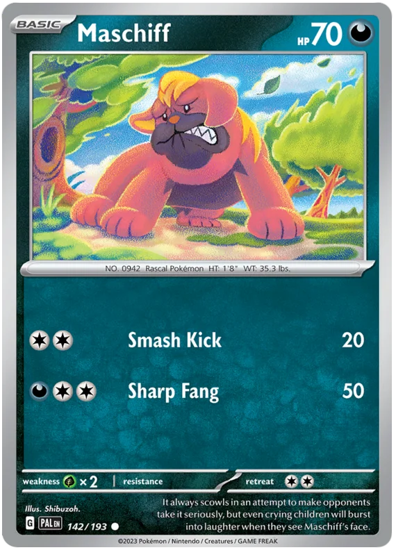 Maschiff 142 Paldea Evolved Single Pokemon Card