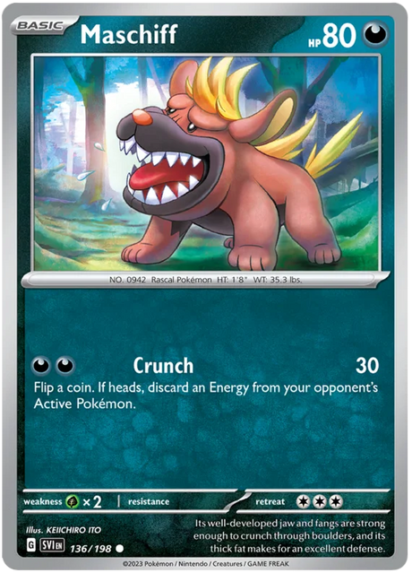 Maschiff 136 Scarlet & Violet Base Set Pokemon Card Single