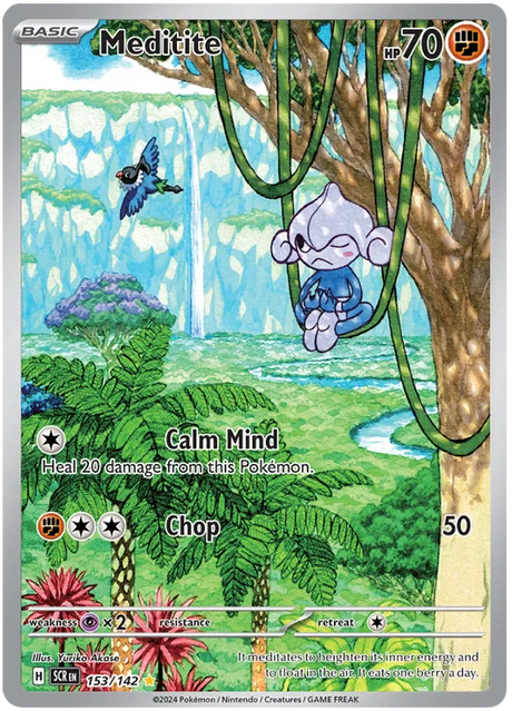 Meditite Illustration Rare Stellar Crown Pokemon Single Card 153/142