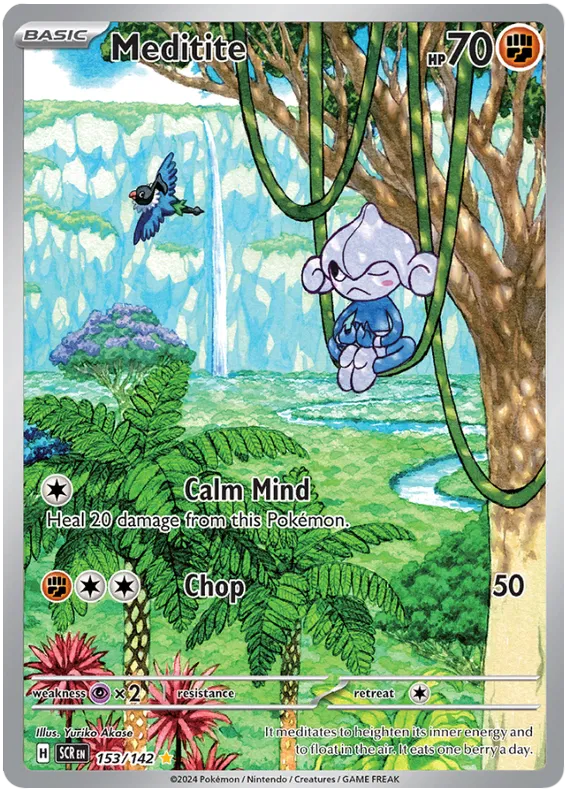 Meditite Illustration Rare Stellar Crown Pokemon Single Card 153/142