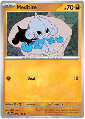 Meditite Stellar Crown Pokemon Single Card 077/142