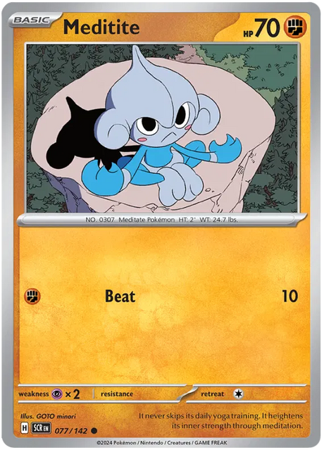 Meditite Stellar Crown Pokemon Single Card 077/142