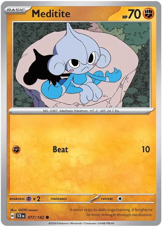 Meditite Stellar Crown Pokemon Single Card 077/142