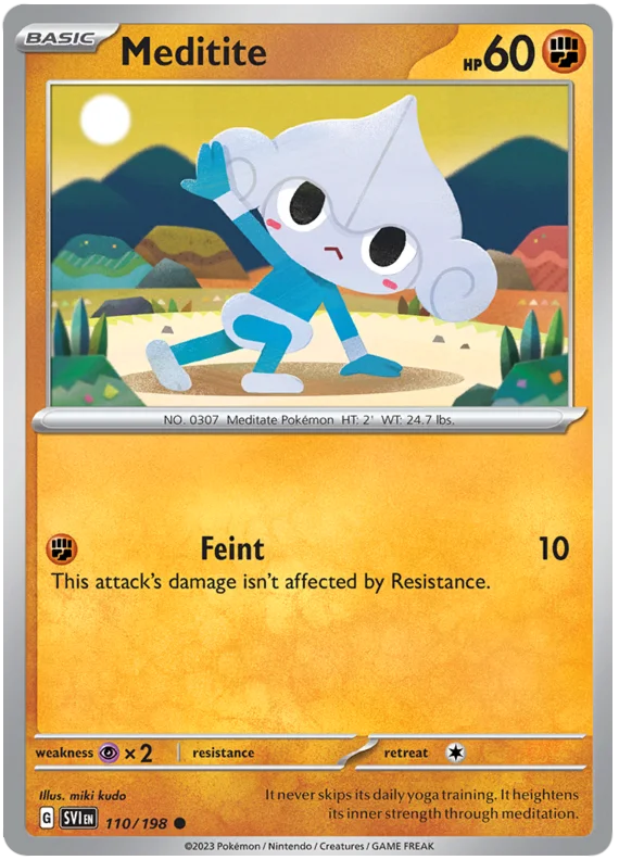 Meditite Scarlet & Violet Base Set Pokemon Card Single
