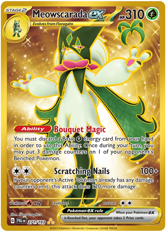 Meowscarada ex Gold Paldea Evolved Single Pokemon Card