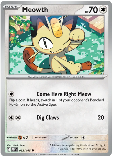 Meowth 151 Single Pokemon Card
