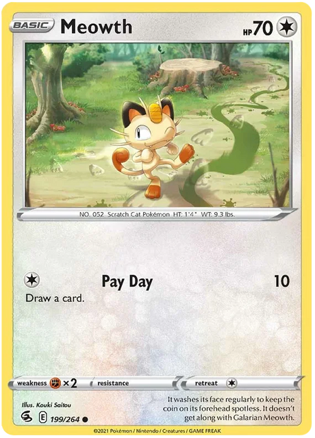 Meowth Fusion Strike Pokemon Card Singles 199/264