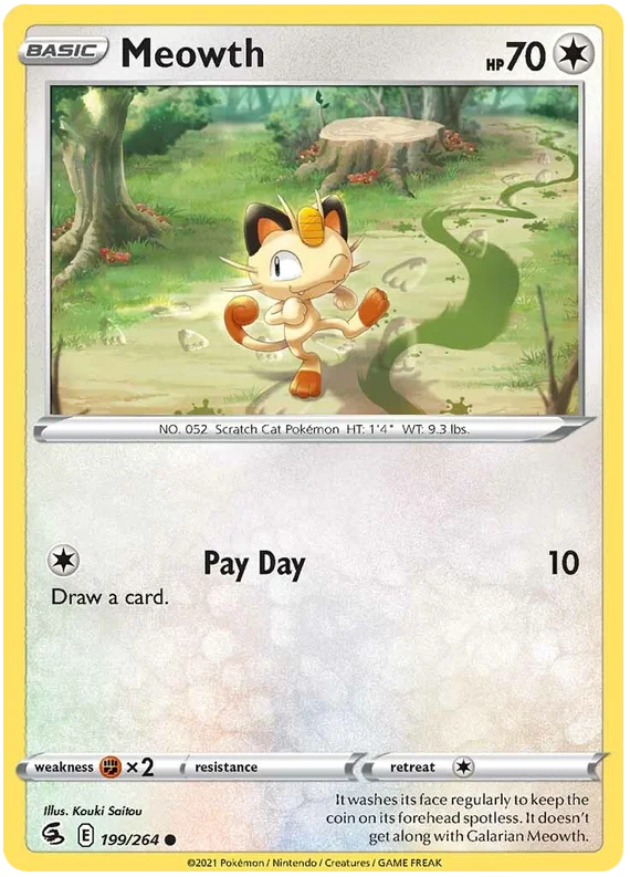 Meowth Fusion Strike Pokemon Card Singles 199/264