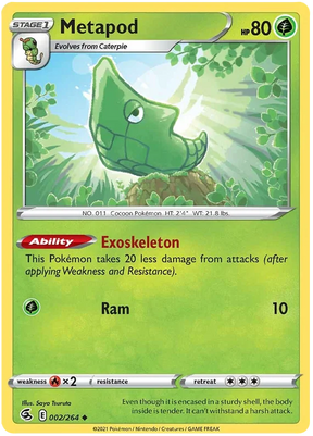 Metapod Fusion Strike Pokemon Card Singles 002/264