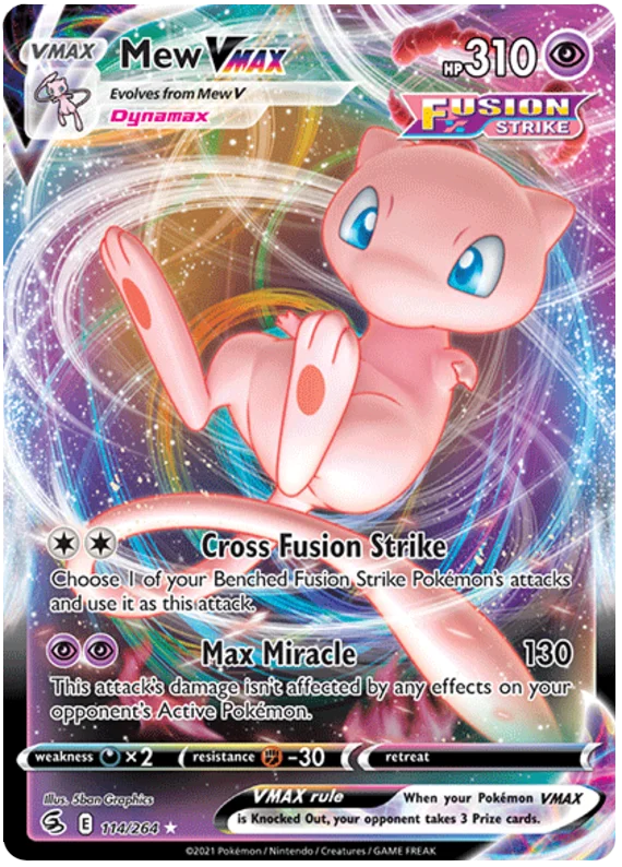 Mew VMAX Fusion Strike Pokemon Card Singles 114/264
