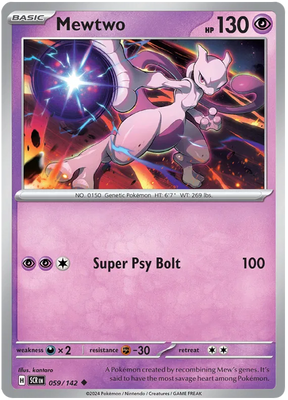 Mewtwo Stellar Crown Pokemon Single Card 059/142