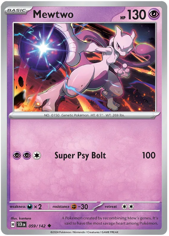 Mewtwo Stellar Crown Pokemon Single Card 059/142