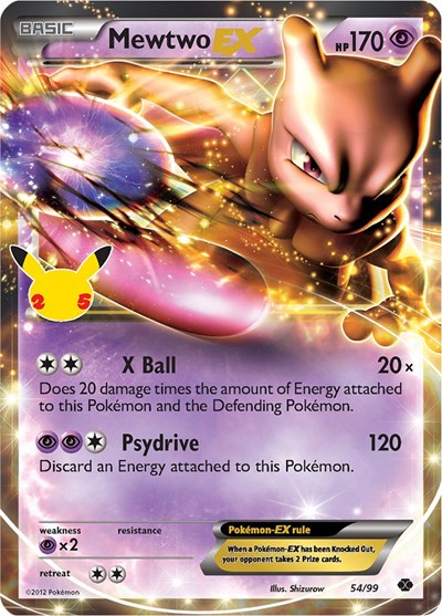 Mewtwo EX Celebrations Classic Collection Pokemon Card Single 54/99
