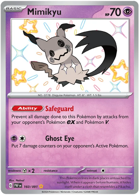 Mimikyu Paldean Fates Pokemon Card Single 160/091