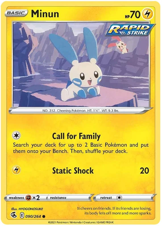 Minun Fusion Strike Pokemon Card Singles 090/264