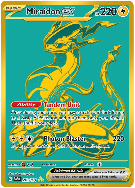 Miraidon ex Paldean Fates Pokemon Card Single 243/091