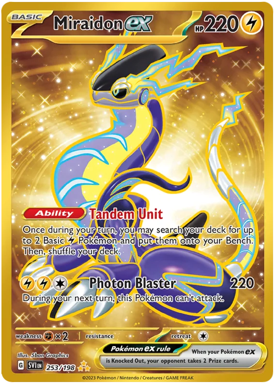 Miraidon ex Gold Scarlet & Violet Base Set Pokemon Card Single