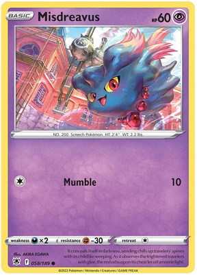Misdreavous Astral Radiance Pokemon Card Singles 058/189