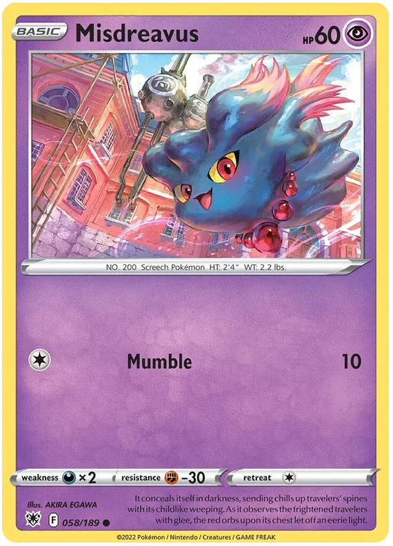 Misdreavous Astral Radiance Pokemon Card Singles 058/189