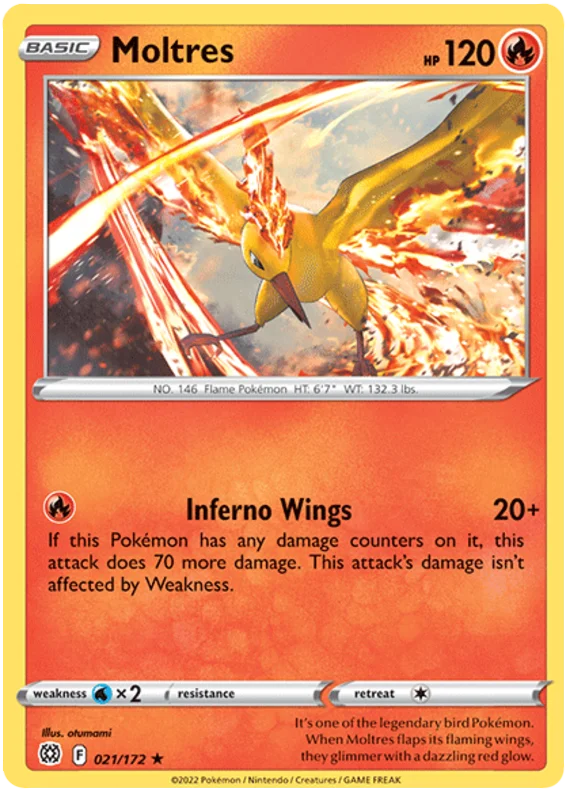 Moltres Brilliant Stars Pokemon Card Singles 021/172