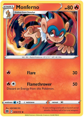 Monferno Brilliant Stars Pokemon Card Singles 025/172