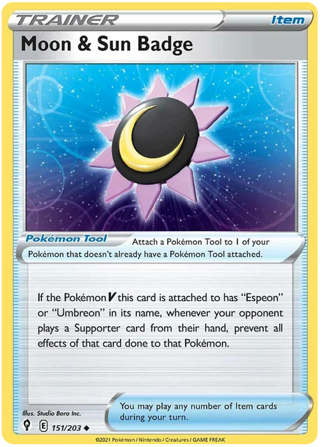 Moon & Sun Badge 151/203 - Pokemon TCG Evolving Skies card