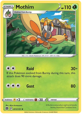Mothim Brilliant Stars Pokemon Card Singles 011/172